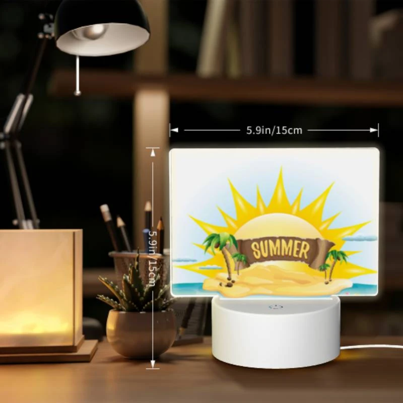 Rectangular Acrylic Night Light, A sunny day at the beach with a sign that says "Summer". Rectangular Acrylic Night Light, A Sunny Day At The Beach With A Sign That Says "Summer". -Nuas Diy Shop fa465511416ec8917e4d4dbcc4dd7bb4a191b1ec