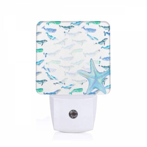 Night Light, A Blue And White Starfish Is Surrounded By A Group Of Blue And White Whales. -Nuas Diy Shop fa84c38ec6ef68fe2cea5bb623dea731e2fc0f84