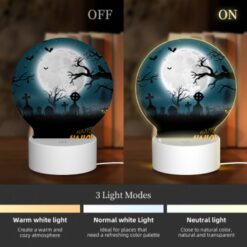 Round Acrylic Night Light, A Halloween Poster With A Full Moon And A Bunch Of Bats. -Nuas Diy Shop fa98f2889c667595c2e81ee3a509d30a327f9e74