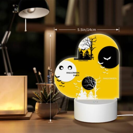 Love Acrylic Night Light, A Yellow Background With Three Black And White Images Of Halloween. -Nuas Diy Shop fbceeaabe6583ec3fb510ec2433795dc3c472072
