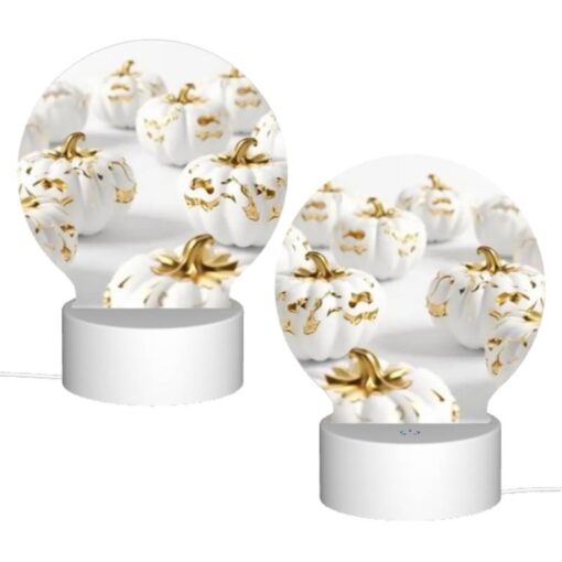 Round Acrylic Night Light, A Group Of Gold And White Pumpkins. -Nuas Diy Shop fc24ad44e9f8d1bde19437fb3052ce0401787e3f