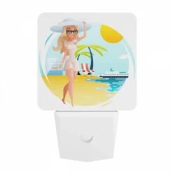 Night Light, A Woman In A White Dress Is Standing On A Beach -Nuas Diy Shop fc43b2af7418290ee2d6111f933e420f1ddb0905