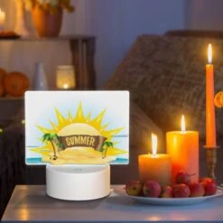 Rectangular Acrylic Night Light, A Sunny Day At The Beach With A Sign That Says "Summer". 8 Rectangular Acrylic Night Light, A Sunny Day At The Beach With A Sign That Says "Summer". -Nuas Diy Shop fcbf4eb7dbdf237736687663f4ef2641c325040b