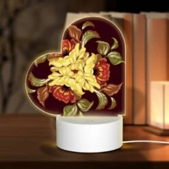 Love Acrylic Night Light, A Colorful Flower Design With Yellow