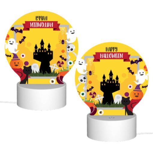 Round Acrylic Night Light, A Colorful Halloween Scene With A Castle -Nuas Diy Shop ff35fe607d8ac82347bc9191759e49b420e3d675