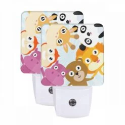 Night Light Set Of 2, A Group Of Cartoon Animals