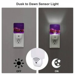 Night Light, Two Pumpkins With Faces Drawn On Them Sit On A Purple Background. -Nuas Diy Shop ff5fbd38733b4246b8514cf90bbe1e080fe81a62