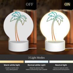 Round Acrylic Night Light, A Palm Tree With A White Trunk And Green Leaves. -Nuas Diy Shop ff7034109031ca467f106ce1a67645e3b354fd89