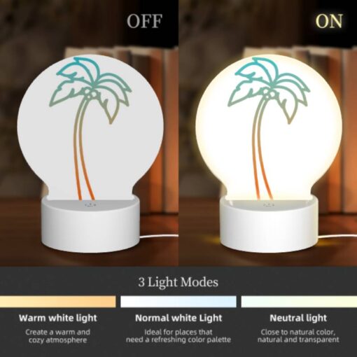 Round Acrylic Night Light, A Palm Tree With A White Trunk And Green Leaves. -Nuas Diy Shop ff7034109031ca467f106ce1a67645e3b354fd89