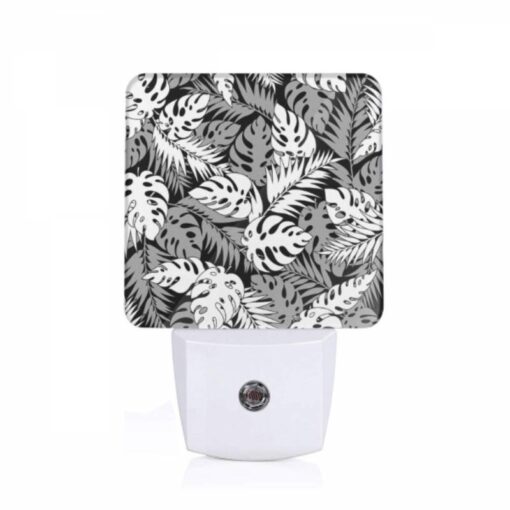 Night Light, A Black And White Image Of A Leafy Plant With A Pattern Of Dots. -Nuas Diy Shop ff892dbeb10a9235f516ef8b091b1a496488323d