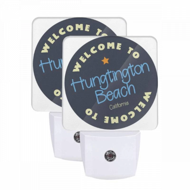 Night Light Set of 2, A blue and white sign that says Welcome to Huntington Beach. Night Light Set Of 2, A Blue And White Sign That Says Welcome To Huntington Beach. -Nuas Diy Shop ff9755ab09f23e1cfbe4d1dfdab6b7fb99cac64a